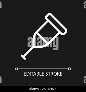 Crutch pixel perfect white linear ui icon for dark theme Stock Vector