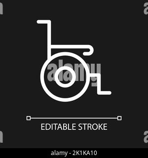 Wheelchair pixel perfect white linear ui icon for dark theme Stock Vector