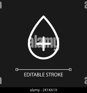 Positive blood type pixel perfect white linear ui icon for dark theme Stock Vector