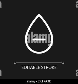 Negative blood type pixel perfect white linear ui icon for dark theme Stock Vector