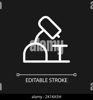 Microscope pixel perfect white linear ui icon for dark theme Stock Vector