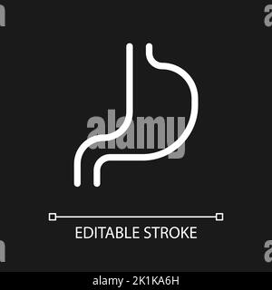 Stomach pixel perfect white linear ui icon for dark theme Stock Vector