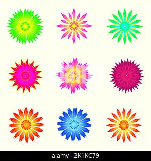 Set of florist elegant icon element art graphic design decoration abstract background backdrop pattern vector illustration Stock Vector