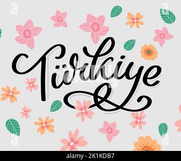 Turkey Lettering. Handwritten name of the country. Vector design template Stock Vector