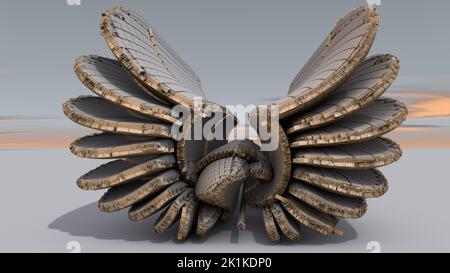 A 3D architectural structure illustration of a bald eagle. To observe ...