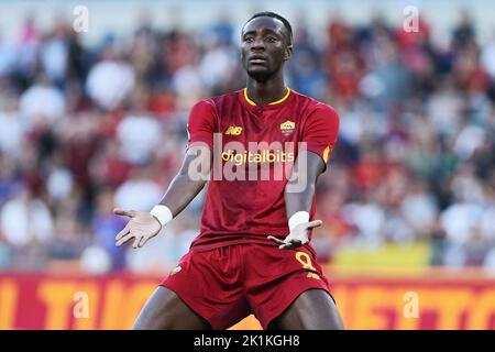 Rome, Italy. 18th Sep, 2022. Tammy Abraham of Roma reacts during the Italian championship Serie A football match between AS Roma and Atalanta on September 18, 2022 at Stadi Olimpico in Rome, Italy - Photo Federico Proietti / DPPI Credit: DPPI Media/Alamy Live News
