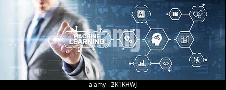Machine Learning Modern Computer Technologies concept. Artificial intelligence AI Stock Photo