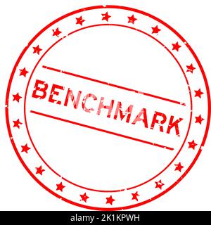 Grunge red benchmark word round rubber seal stamp on white background Stock Vector