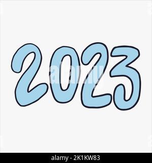 2023 - hand-drawn numbers. Creative lettering illustration for New Year's posters, cards, etc. Stock Vector