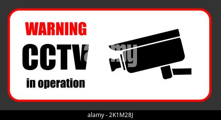CCTV in operation warning sign. Vector sticker design for security camera CCTV warning. Stock Vector