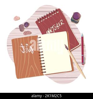 Sketchbook design concept in flat style for printing and decoration. Vector illustration. Stock Vector
