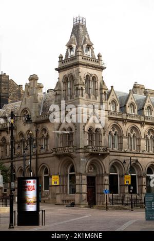 Grand Neo-Gothic building in central Bradford, West Yorkshire. Bradford has been named the UK City of Culture 2025 and in 2009 was named the first UNE Stock Photo