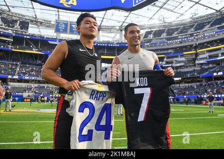 Los Angeles Rams kicker Matt Gay (8) during an NFL football game against  the Seattle Seahawks, Thursday, Oct. 7, 2021, in Seattle. The Los Angeles  Rams won 26-17. (AP Photo/Ben VanHouten Stock Photo - Alamy