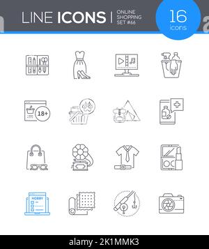 Online shopping - modern line design style icon set Stock Vector