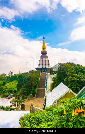 The royal stupa and pagoda dedicated to the king and queen of Thailand in Doi Inthanon national park near Chiang Mai city. 'Phra Maha Dhatu Nabha Meta Stock Photo