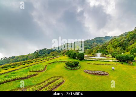 The royal stupa and pagoda dedicated to the king and queen of Thailand in Doi Inthanon national park near Chiang Mai city. 'Phra Maha Dhatu Nabha Meta Stock Photo