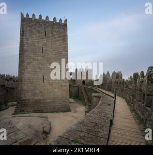 Castle of Guimaraes Keep Tower - Guimaraes, Portugal Stock Photo