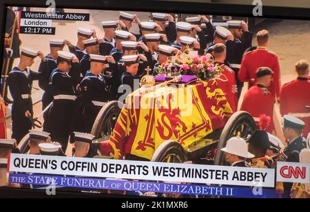 The CNN News website at the end of the funeral of Queen Elizabeth II in London on 19th September 2022. Stock Photo