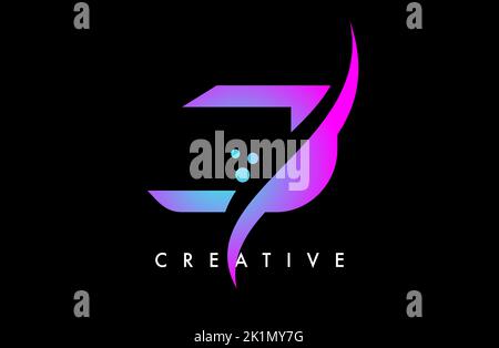 Purple Blue A Letter Logo Design with Elegant Creative Swoosh and Dots ...