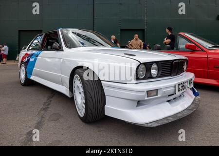 1990 BMW M3 ‘G367 LWP’ on display at the Bicester Heritage Scramble celebrating 50 years of BMW M Stock Photo