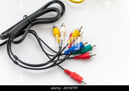Cable jacks or plugs isolated in a white background. Stock Photo