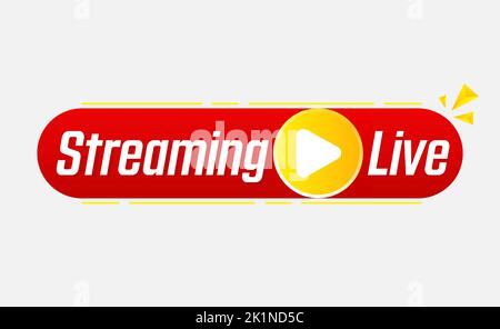 Vector live stream icon flat style with play button isolated on transparent background for blog, player, broadcast, website, online radio, media Stock Vector