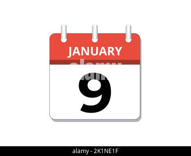 Icon calendar day - 9 January. 9th days of the month, vector ...