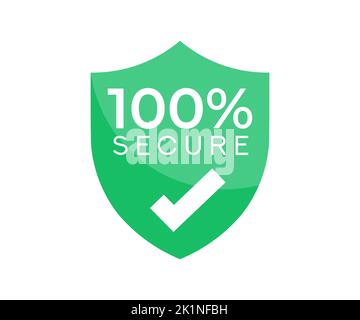 100 Secure, Badge or button for commerce website. logo design. 100 Secure grunge Transactions vector design and illustration. Stock Vector
