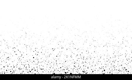 Grunge speckle texture. Dirty particles faded frame. Grungy splashed particles wallpaper. Speckle gradient effect. Splattered particles, splashes Stock Vector