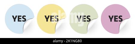 Yes sticker set vector illustration. Yes now icon. Yes now eps label Stock Vector