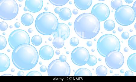 Soap bubbles seamless pattern. Repeated foam decoration wallpaper. Water bubble background. Vector  Stock Vector