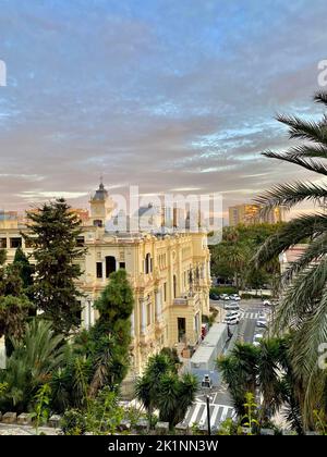 beautiful view of Malaga townhall taken from Castillo de Gibralfaro, Andalusia, Spain. High quality photo Stock Photo