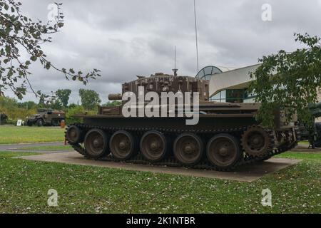 Centaur tank Mk 4 in the Pegasus bridge memorial, Ranville, Normandy, France Stock Photo