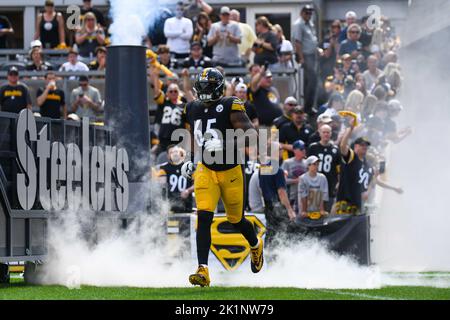 Pittsburgh Steelers offensive tackle Dan Moore Jr. (65) looks to make a  block during an NFL football game against the Cincinnati Bengals, Sunday,  Sep. 11, 2022, in Cincinnati. (AP Photo/Kirk Irwin Stock