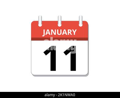 January, 11th calendar icon vector, concept of schedule, business and tasks Stock Vector