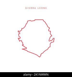 Sierra Leone country simplified map. Violet silhouette with thin black ...