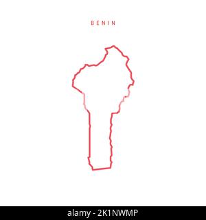 Benin editable outline map. Dahomey red border. Country name. Adjust line weight. Change to any color. Vector illustration. Stock Vector