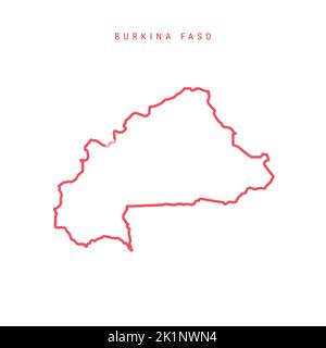 Burkina Faso editable outline map. Upper Volta red border. Country name. Adjust line weight. Change to any color. Vector illustration. Stock Vector