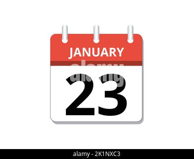 January, 23rd calendar icon vector, concept of schedule, business and tasks Stock Vector