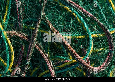 Bundled fishing nets Stock Photo