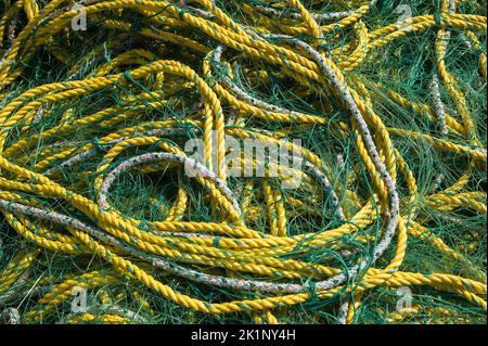 Bundled fishing nets Stock Photo