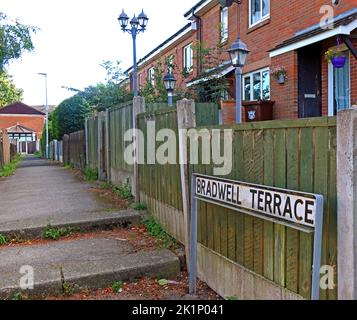 Bradwell terrace Gamesley, Glossop, High Peak, Derbyshire, England, UK,  SK13 6HU Stock Photo