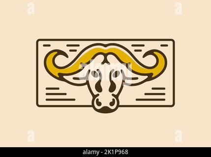 Bull head vintage retro line art design Stock Vector