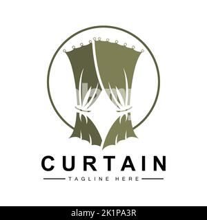 Home And Exhibition Curtain Logo Design, Building Decoration Vector Illustration Stock Vector