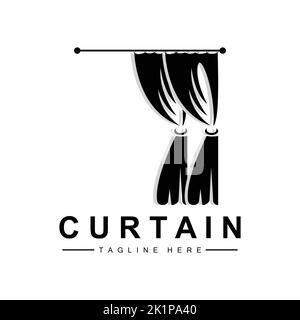 Home And Exhibition Curtain Logo Design, Building Decoration Vector Illustration Stock Vector