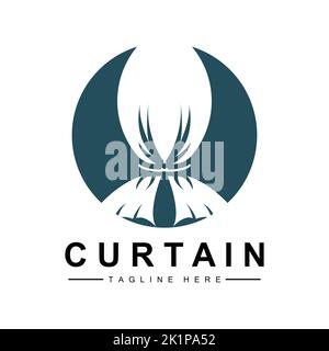 Home And Exhibition Curtain Logo Design, Building Decoration Vector Illustration Stock Vector