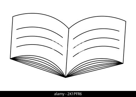 Brochure. View from above. Sketch. Vector illustration. Book in open position with text on pages. Coloring book for children. Doodle style. Stock Vector