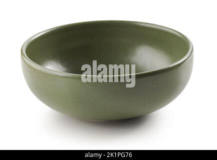empty green ceramic bowl isolated on white background Stock Photo