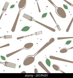 spoon and fork seamless pastel pattern for menu Stock Vector