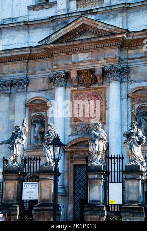 Saints Peter and Paul Catholic Church in Kraków, Poland, and four apostles. Stock Photo